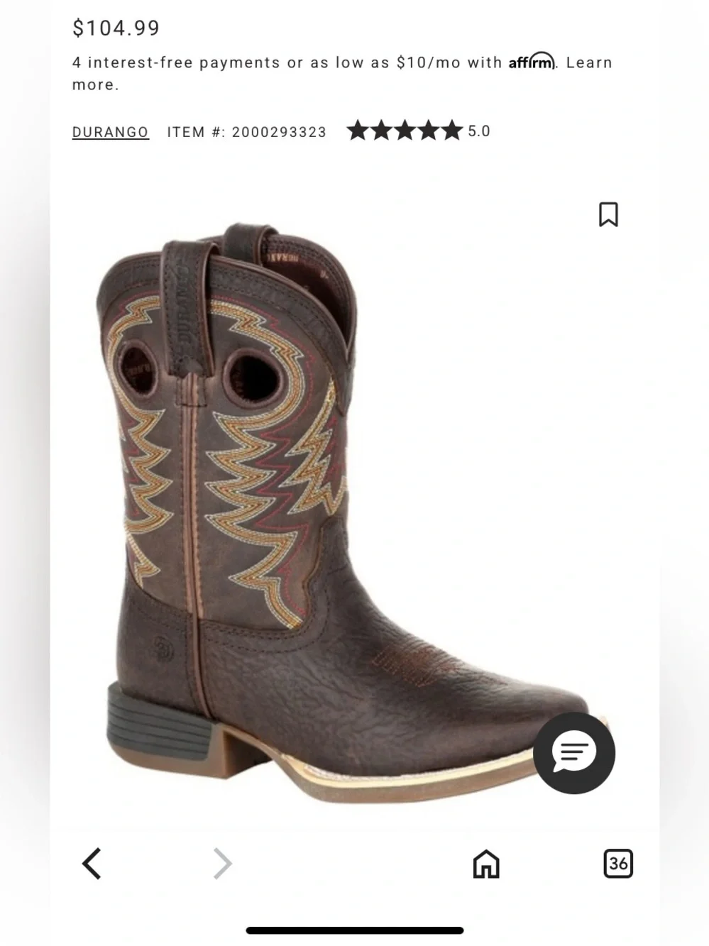 Durango Lil' Rebel Pro Little kids boys girls Brown Western Boots cowboy cowgirl